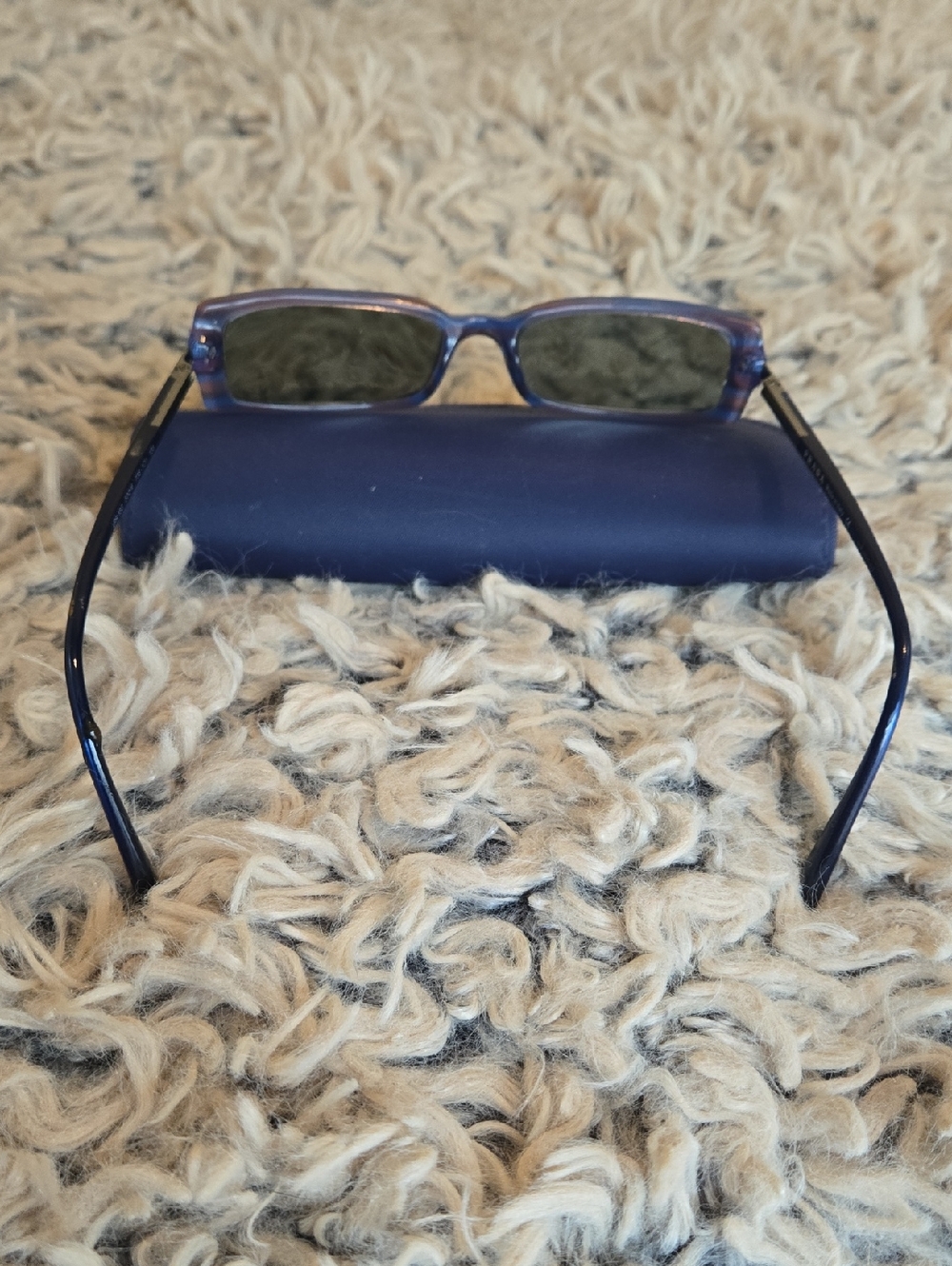 Prada Women's Retro Blue Rectangular Eyeglasses - Picture 3 of 9